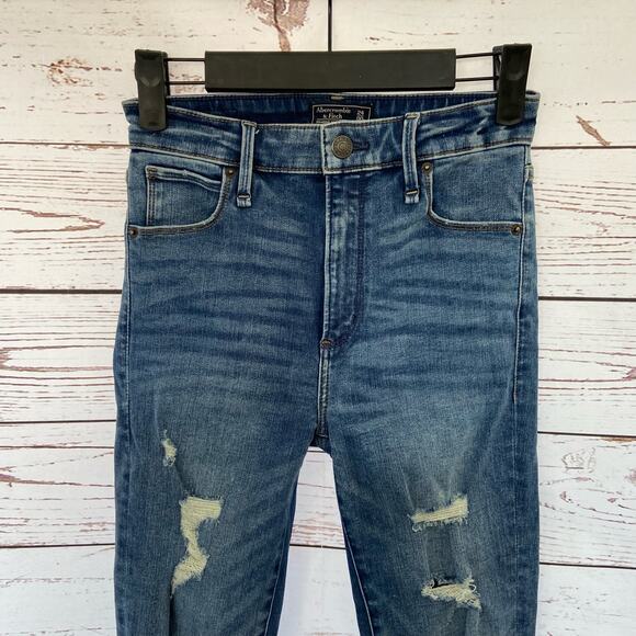 Abercrombie & Fitch 00/24 Distressed Simone High Rise Super Skinny Denim Jeans - Picture 4 of 8